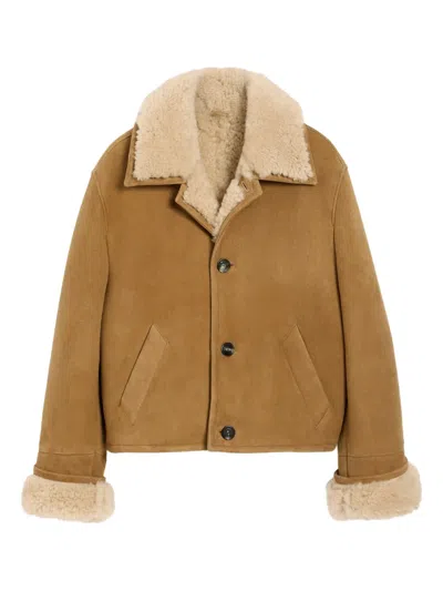 Ami Alexandre Mattiussi Brown Shearling Buttonned Jacket Brown