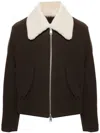 AMI ALEXANDRE MATTIUSSI SHEARLING-COLLAR AVIATOR JACKET