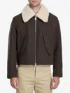 Ami Alexandre Mattiussi Shearling-collar Wool Bomber Jacket In Brown