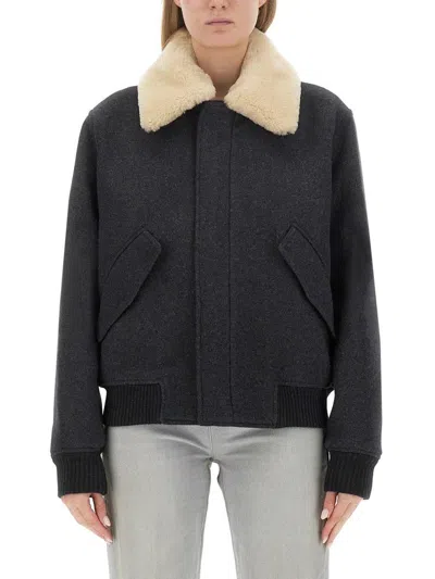 Ami Alexandre Mattiussi Ami Paris Jacket With Shearling Collar Unisex In Grey