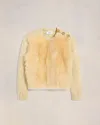 Ami Alexandre Mattiussi Shearling Crew Neck Sweater Beige In Light Sand/ Off White