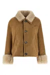 Ami Alexandre Mattiussi Shearling Leather Outerwear Featuring Pockets In Brown