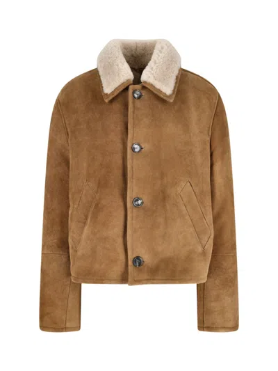 Ami Alexandre Mattiussi Shearling Jacket In Brown