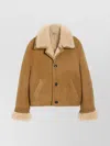 Ami Alexandre Mattiussi Shearling Leather Outerwear Featuring Pockets In Brown