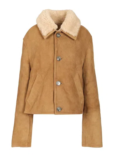 Ami Alexandre Mattiussi Sheepskin Jacket Jackets Brown