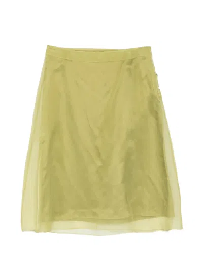 Ami Alexandre Mattiussi Ami Paris Sheer Layered Midi Skirt In Green