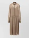 Ami Alexandre Mattiussi Pleated Midi Shirt Dress In Nude