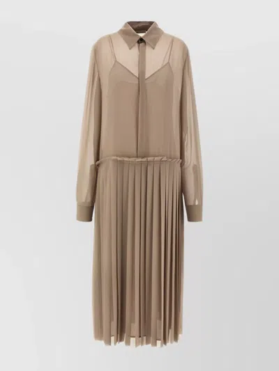 Ami Alexandre Mattiussi Ami Paris 'pleated Midi' Dress In Nude