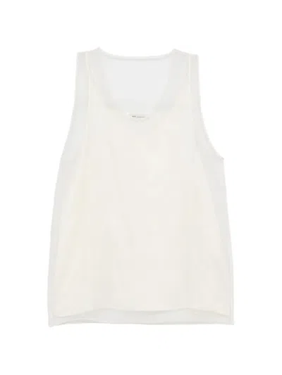 Ami Alexandre Mattiussi Sheer-panel Silk Blouse In White