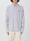 Ami Alexandre Mattiussi Ami Paris Ami De Coeur Buttoned Striped Shirt In Black