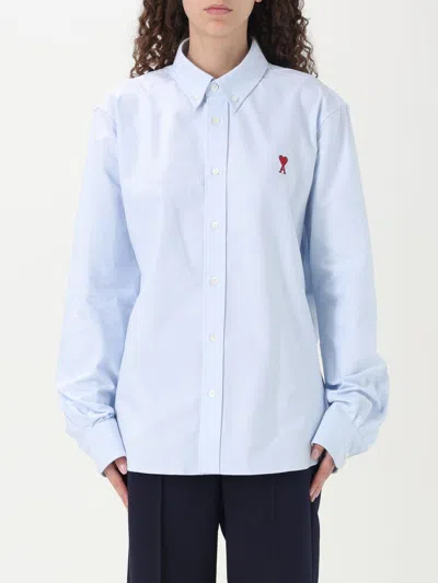 Ami Alexandre Mattiussi Ami De Coeur Boxy Fit Cotton Shirt In Blue