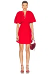 Ami Alexandre Mattiussi Red Wool Shirt Dress With Ruff Red
