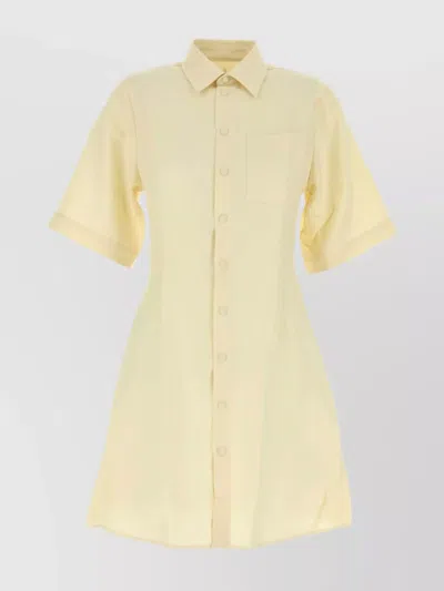Ami Alexandre Mattiussi Ami Paris Pastel Yellow Wool Shirt Dress