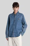 Ami Alexandre Mattiussi Shirt In Blue Cotton In Blue