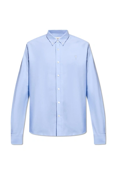 Ami Alexandre Mattiussi Shirt With Logo In 484 Cashmere Blue