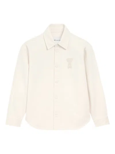 Ami Alexandre Mattiussi Men & Apos;s Crochet Ami De Coeur White Denim Overshirt