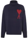 Ami Alexandre Mattiussi Ami Paris Boxy Red Adc Sweater In Blue