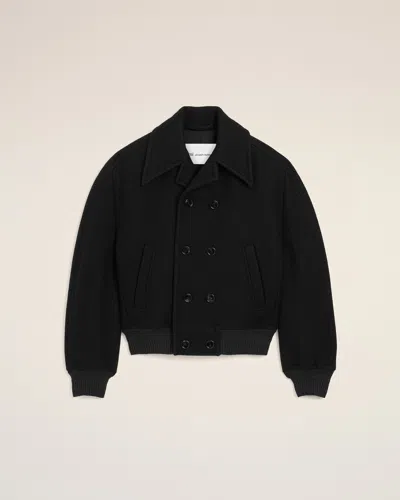Ami Alexandre Mattiussi Short Black Double Breasted Wool Bomber Black