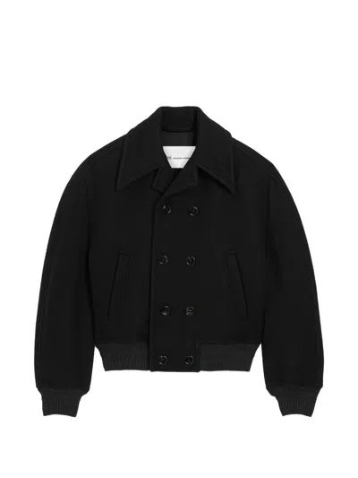 Ami Alexandre Mattiussi Short Double Breasted Wool Bomber In Black