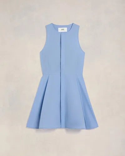 Ami Alexandre Mattiussi Short Dress With Hidden Tab Blue In Cashmere Blue