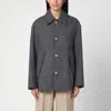 Ami Alexandre Mattiussi Ami Paris Short Oversized Coat With Brown Weave In Wool Blend In Brown