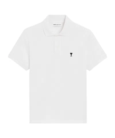 Ami Alexandre Mattiussi Ami Paris Men White Polo Shirt With Adc Embroidery On The Front And Classic Collar In Cotton Man In Multi