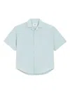 Ami Alexandre Mattiussi Ami Taffetas Short-sleeved Boxy Shirt In Blue
