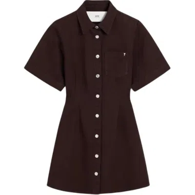 Ami Alexandre Mattiussi Ami Paris Short-sleeve Shirt Dress In Purple