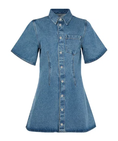 Ami Alexandre Mattiussi Mini Dress Ami De Coeur In Denim In Blue