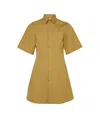 Ami Alexandre Mattiussi Mustard Cotton Short Sleeve Shirt Dress Yellow In Green