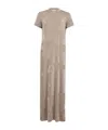 Ami Alexandre Mattiussi Ami Paris Rib Jersey Short Sleeve Long Dress In Nude