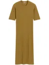 Ami Alexandre Mattiussi Mustard Cotton Short Sleeve Midi Dress Yellow In 中性色