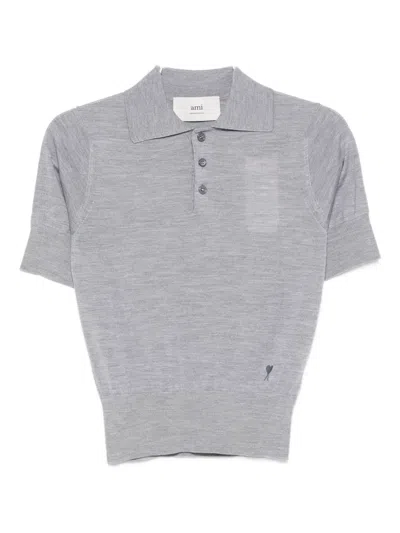 Ami Alexandre Mattiussi Short-sleeve Polo Top In Gray