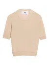 Ami Alexandre Mattiussi Short-sleeve Knitted Top In Beige