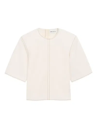 Ami Alexandre Mattiussi Short-sleeve Topstitches Top In Neutral