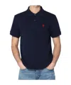 Ami Alexandre Mattiussi Ami De Coeur Short-sleeved Polo T-shirt In Blue