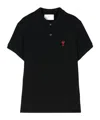 Ami Alexandre Mattiussi Ami Paris Ami Paris De Coeur Cotton Plo Shirt In Black