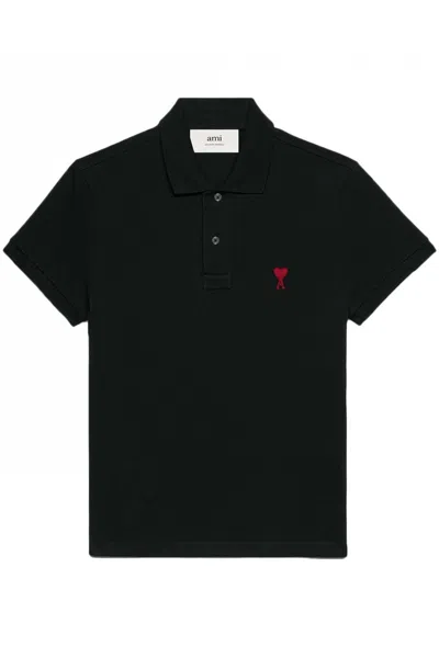 Ami Alexandre Mattiussi Ami Paris Men Black T-shirt With Ami De Coeur Embroidery On The Front In Cotton Man