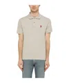 Ami Alexandre Mattiussi Ami Paris De Coeur Organic-cotton Polo Shirt In Gray