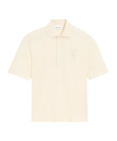 Ami Alexandre Mattiussi Ami Paris Classic Polo Shirt With Embroidered Applique In White