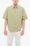Ami Alexandre Mattiussi Short-sleeved Popeline Shirt With Breast-pocket In Green