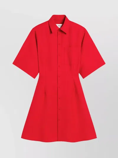 Ami Alexandre Mattiussi Ami Paris Short-sleeved Shirtdress In Coquelicot