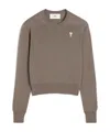 Ami Alexandre Mattiussi Beige Wool Ami De Coeur Crew Neck Sweater Grey In Gray