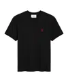 Ami Alexandre Mattiussi T-shirt In Cotone Biologico Con Ricamo Logo In Contrasto In Black