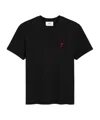 Ami Alexandre Mattiussi Logo-embroidered Organic Cotton-jersey T-shirt In Black