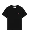 Ami Alexandre Mattiussi Logo-embroidered Organic Cotton-jersey T-shirt In Black