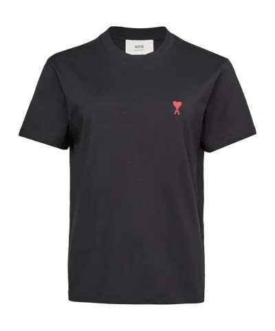 Ami Alexandre Mattiussi Ami De Caur Cotton Jersey T-shirt In Black