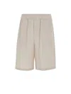 Ami Alexandre Mattiussi Ami Paris Cotton Bermuda Shorts With Logo In Beige