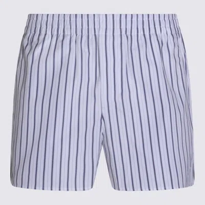 Ami Alexandre Mattiussi Elasticated Shorts Vertical Stripes Pockets In Blue