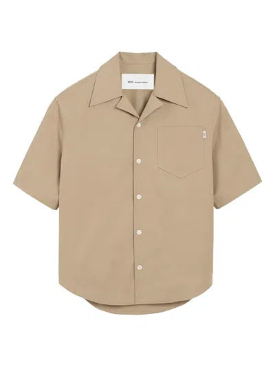 Ami Alexandre Mattiussi Kids' Short-sleeve Camp-collar Shirt In Brown